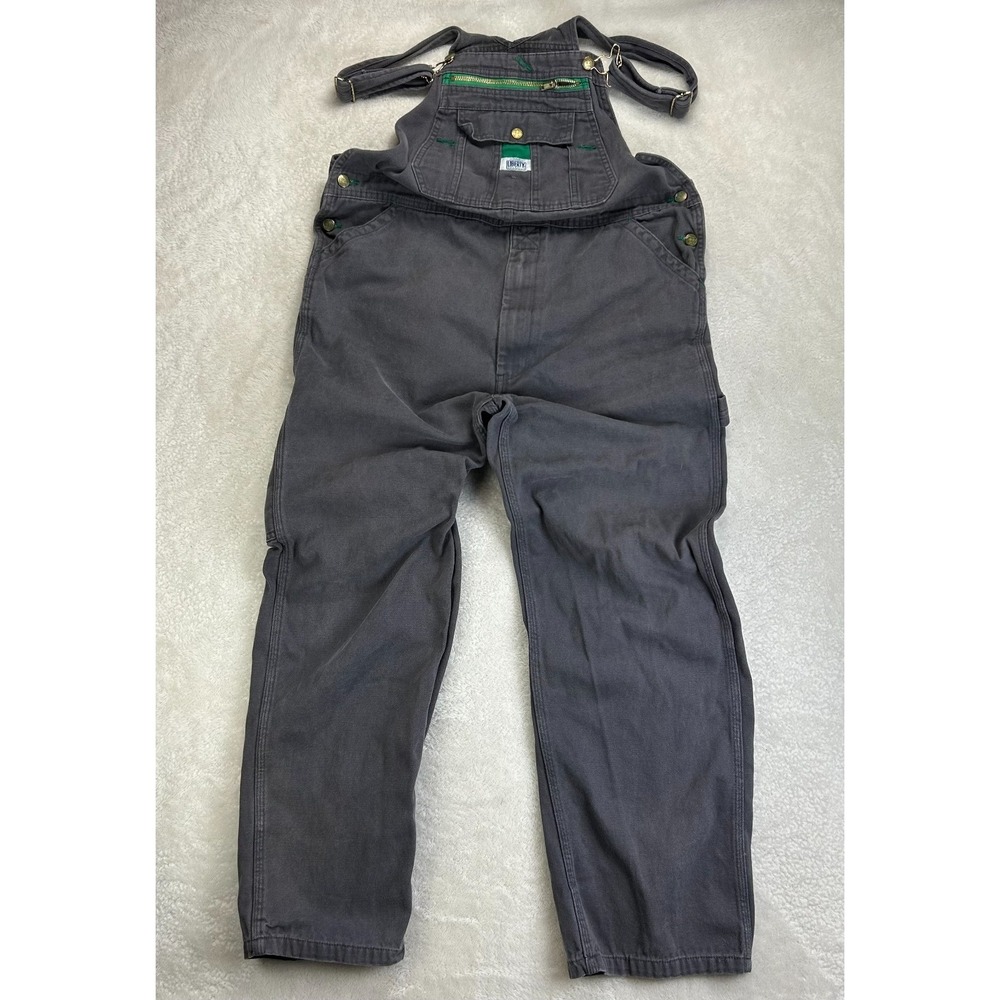Liberty Overalls Mens 36x32 Charcoal Gray Canvas Bib Workwear Carpenter "Read"